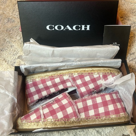 Coach Celina Gingham Espadrille Slip-Ons Women’s Size 11 Authentic BNWT & Box - Picture 4 of 14